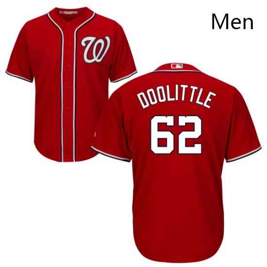Mens Majestic Washington Nationals 62 Sean Doolittle Replica Red Alternate 1 Cool Base MLB Jersey